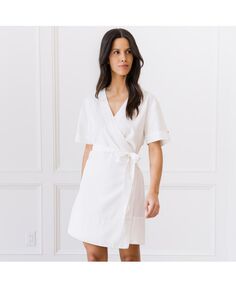 Женское комфортное платье с запахом в прибрежном стиле Cozy Earth, белый