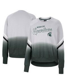 Женский серый пуловер с капюшоном Michigan State Spartans Cue Cards Dip-Dye, пуловер с регланами Colosseum, серый