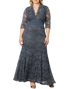 Женское кружевное вечернее платье больших размеров с ширмой и сиреной Kiyonna