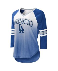 Женская белая футболка Royal Los Angeles Dodgers с v-образным вырезом и рукавами 3/4 реглан G-III 4Her by Carl Banks