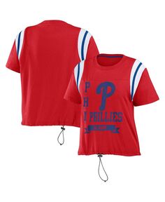 Женская красная футболка с цветными блоками Philadelphia Phillies на завязках WEAR by Erin Andrews, красный