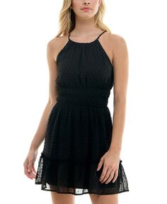 Многоуровневое платье без рукавов для юниоров с застежкой-точкой и эластичной резинкой на талии Trixxi, черный
