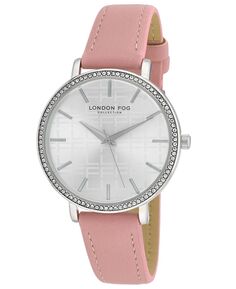 Женские кварцевые часы с розовым полиуретановым ремешком, 35 ​​мм London Fog, розовый