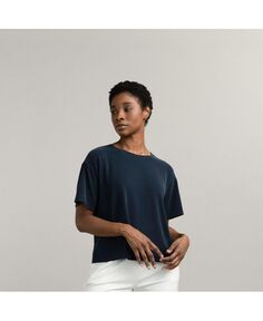 Женская современная футболка с круглым вырезом из модала Cozy Earth, темно-синий