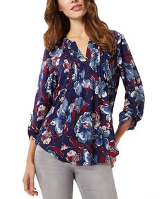 Женская рубашка с защипами и цветочным принтом Jones New York