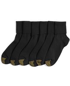 Женские повседневные носки с поворотными манжетами (6 пар), также доступны в расширенных размерах Gold Toe, черный