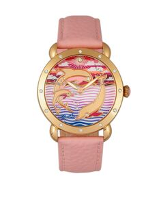 Кварцевые часы Estella Collection, золотые и розовые кожаные часы, 38 мм Bertha, розовый
