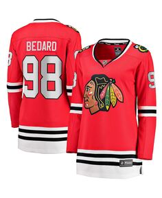 Женская фирменная красная майка игрока Коннора Бедарда «Чикаго Блэкхокс» драфта НХЛ 2023 Fanatics, красный