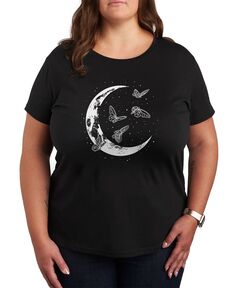 Модная футболка больших размеров с рисунком лунной бабочки Air Waves, черный