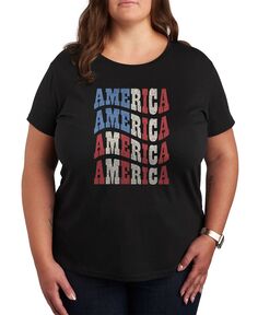 Модная футболка больших размеров с рисунком «Америка» Air Waves, черный