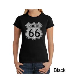 Женская футболка с рисунком Word Art — Route 66 LA Pop Art, черный