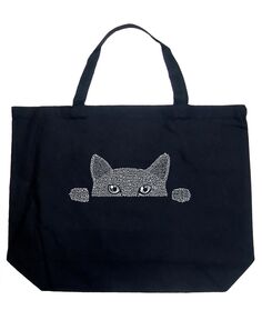 Peeking Cat — большая сумка-тоут Word Art LA Pop Art, черный