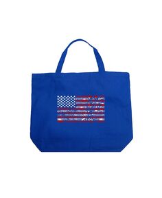 Американский флаг фейерверка — большая сумка-тоут Word Art LA Pop Art