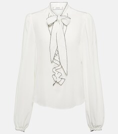 Шелковая блузка с оборками на завязках DOROTHEE SCHUMACHER, белый