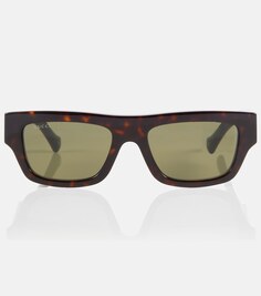 Солнцезащитные очки Web Stripe прямоугольной формы Gucci, коричневый