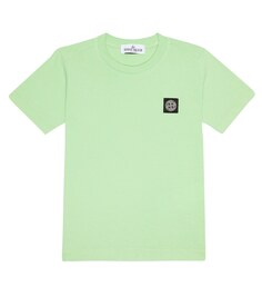 Футболка из хлопкового джерси с логотипом Stone Island Junior, зеленый