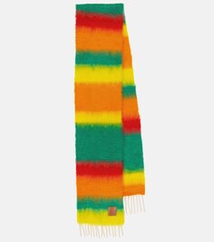 Полосатый шарф из мохера и шерсти Loewe, разноцветный