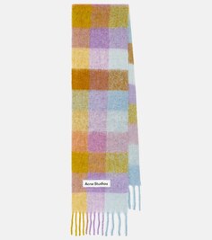 Клетчатый шарф Vally из смесовой шерсти с альпакой Acne Studios, разноцветный