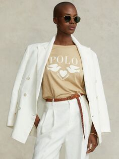 Хлопковая футболка с короткими рукавами и вышитым логотипом Polo Ralph Lauren, классический коричневый