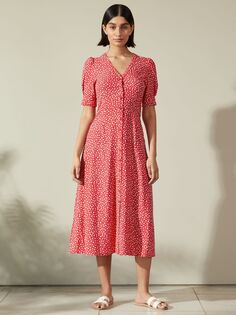 Albaray Чайное платье с струящимся цветочным принтом, красное