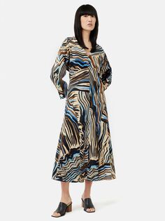 Льняное платье-миди Jigsaw Terrain, Многоцветный
