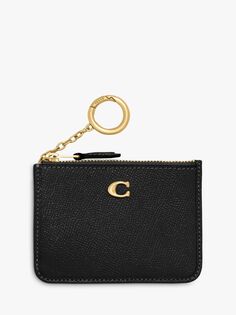 Узкий кошелек Coach Cross Grain Leather Mini ID, черный