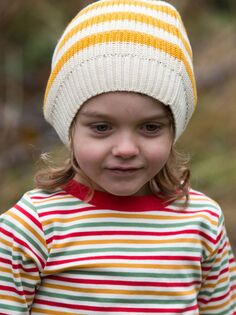 Детская вязаная шапка-бини в полоску Little Green Radicals, золотистая