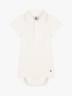 Petit Bateau Baby Боди из органического хлопка с короткими рукавами и воротником-поло, цвет Marshmallow