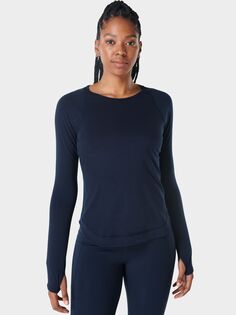 Топ с длинными рукавами Sweaty Betty Breathe Easy, темно-синий