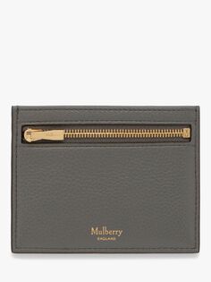 Маленькая классическая сумка для кредитной карты на молнии из зернистой кожи Mulberry, темно-серый