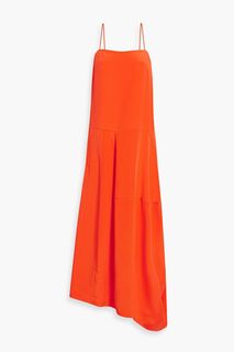 Асимметричное платье макси из шелкового крепдешина TIBI, папайя