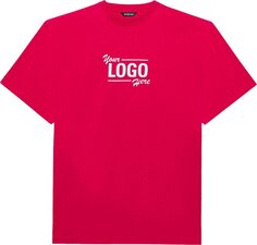 Футболка Balenciaga Logo Here Flatground T-Shirt &apos;Raspberry/White&apos;, фиолетовый