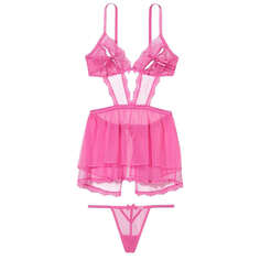 Ночная рубашка Victoria&apos;s Secret Very Sexy Sheer Dotted Mesh Lace, розовый