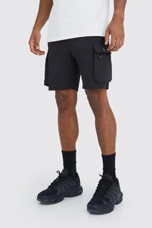 Легкие шорты-карго мужские active Boohoo, черный
