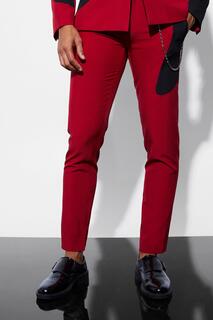 Узкие брюки из цепочки Boohoo, красный