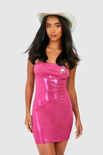 Мини-платье из фольги Boohoo, розовый