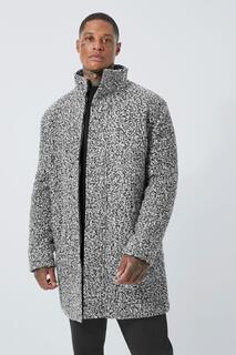 Шерстяная куртка со скрытой планкой с воронкой воронки Boohoo, серый