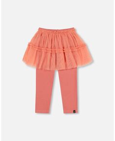 Супермягкие леггинсы для девочек с тюлевой юбкой лососево-розового цвета — для малышей|ребенок Deux par Deux