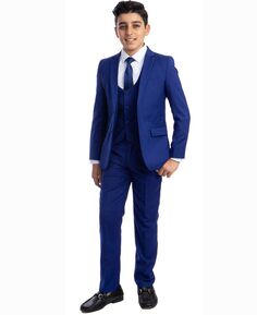 Однотонный костюм из 5 предметов для мальчика: рубашка, галстук, куртка, жилет и брюки Perry Ellis