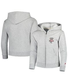 Толстовка с молнией во всю длину Big Boys Heather Grey Wisconsin Badgers League Collegiate Wear