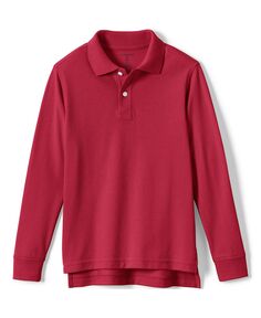 Школьная форма для мальчиков и детей, рубашка-поло с длинными рукавами и сетчатым узором «Хаски» Lands&apos; End