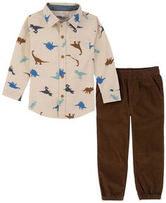 Рубашка на пуговицах с длинными рукавами и вельветовыми спортивными штанами для мальчиков для малышей, комплект из 2 предметов Kids Headquarters