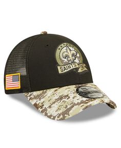 Кепка Snapback Trucker 9FORTY для мальчиков, черный, камуфляжный New Orleans Saints 2022 Salute To Service New Era