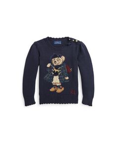 Хлопковый свитер-поло с медведем для малышей и маленьких девочек Polo Ralph Lauren