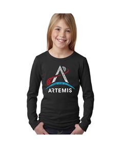 Логотип NASA Artemis — детская футболка с длинными рукавами и надписью Word Art для девочек LA Pop Art