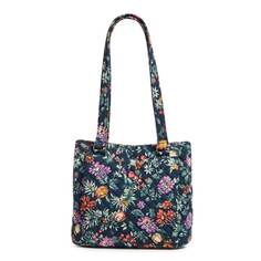 Хлопковая сумка Vera Bradley Multi-Compartment Shoulder Satchel Purse, сине-зеленый/мультиколор