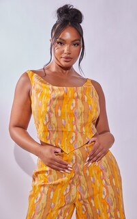 PrettyLittleThing Плюс оранжевый топ с капюшоном и завязкой на спине