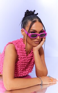 PrettyLittleThing Розовые солнцезащитные очки в прямоугольной толстой боковой оправе в стиле ретро в стиле ретро
