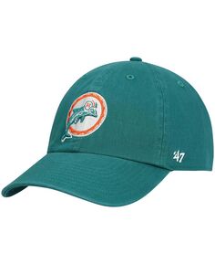 Мужская темно-бирюзовая регулируемая шляпа Miami Dolphins Clean Up Legacy &apos;47 Brand