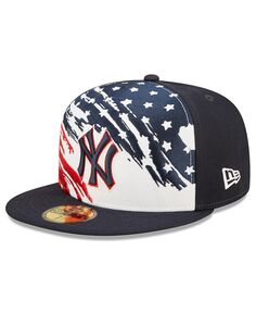 Мужская темно-синяя бейсболка New York Yankees 4 июля 2022 г. На поле 59FIFTY Облегающая шляпа New Era